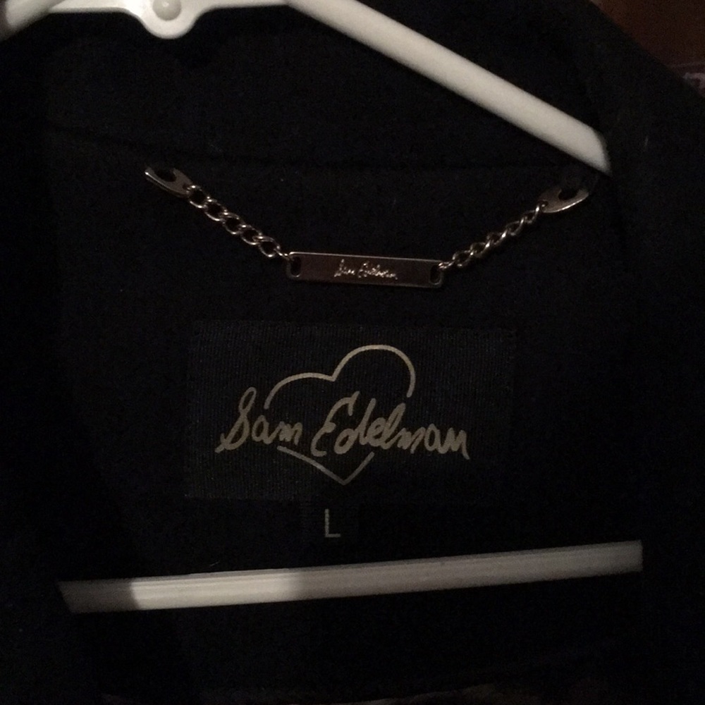 Sam Edelman black  leather and wool coat